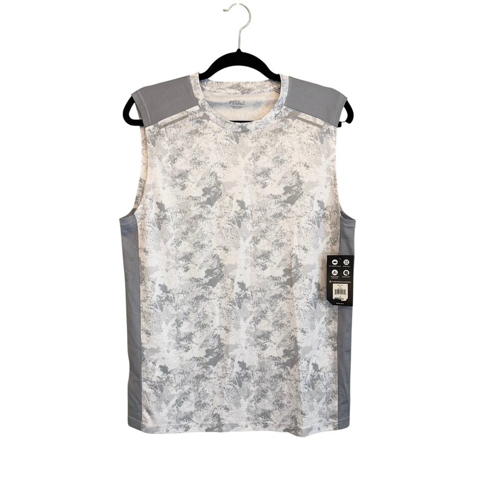 RB3 Tank Top Mens M Gray White Fitness Gym Active Athleisure Training Sports NWT